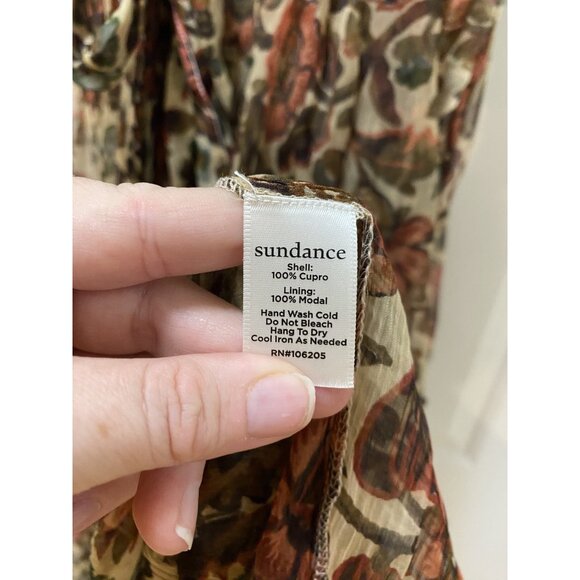 Sundance Litzy Bloom Dress Womens XXS Floral Ruffle Long Sleeve Boho Midi Sheer - Picture 5 of 6